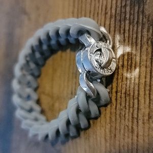 Grey & silver rustic cuff